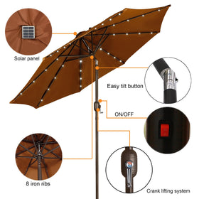 Blissun tilt and crank solar umbrella enables adjustable shade throughout the day