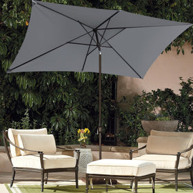 Blissun umbrella base not included; recommended secure 40 lb base for stability