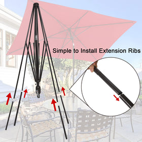 Blissun rectangular patio umbrella top vent promotes airflow and balance.