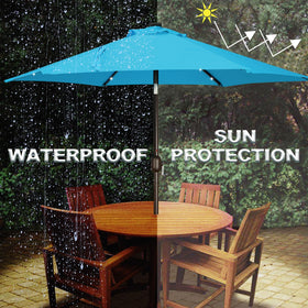 Blissun water-resistant fabric blocks UV rays and rain.