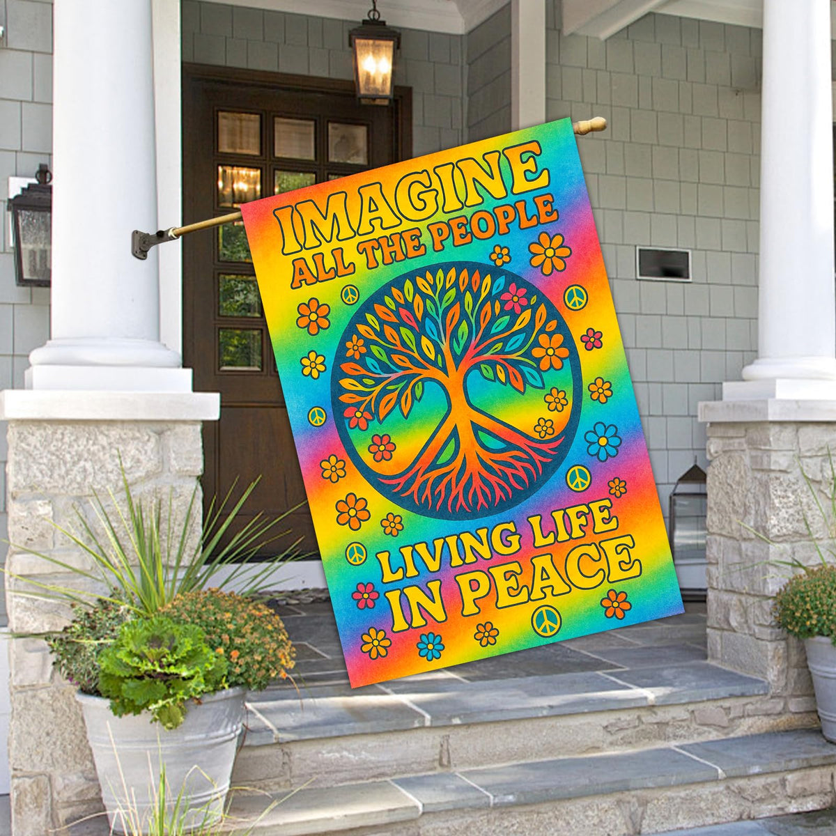 BlissYard colorful hippie garden flag adds boho charm to yard and porch.