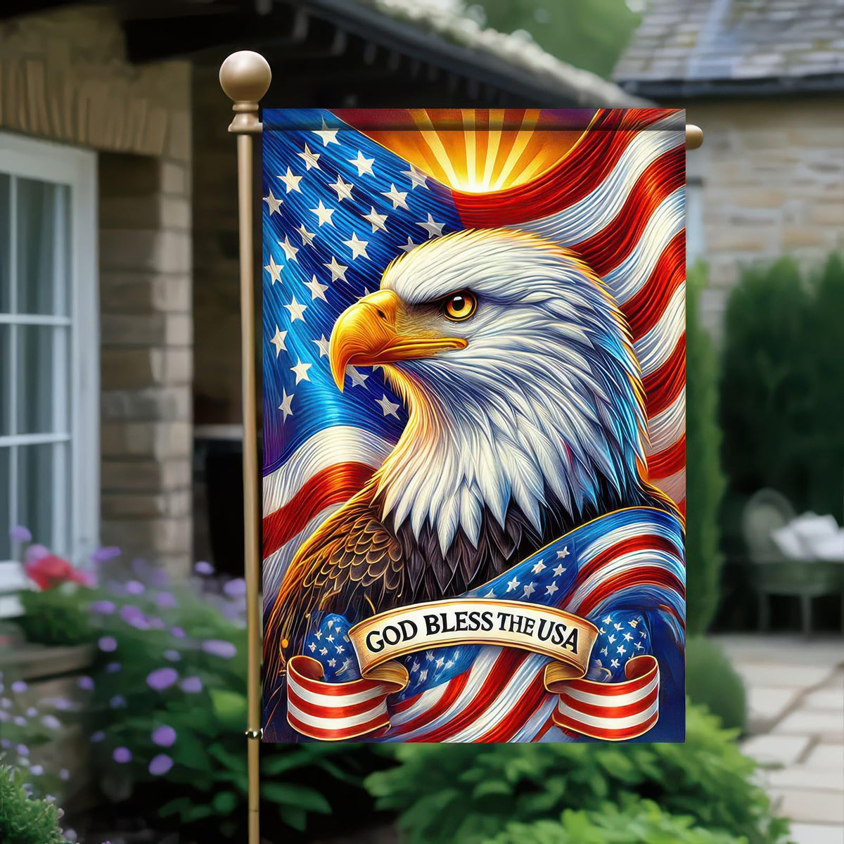 BlissYard double-sided American flag yard flag ensures clear reading from any angle.