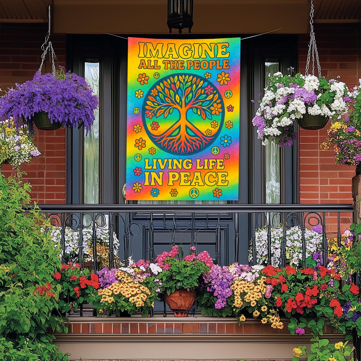 BlissYard double-sided peace flag readable from both sides for outdoor display.