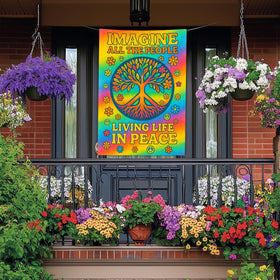BlissYard double-sided peace flag readable from both sides for outdoor display.
