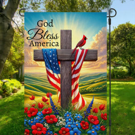 BlissYard floral landscape American flag design in bright colors