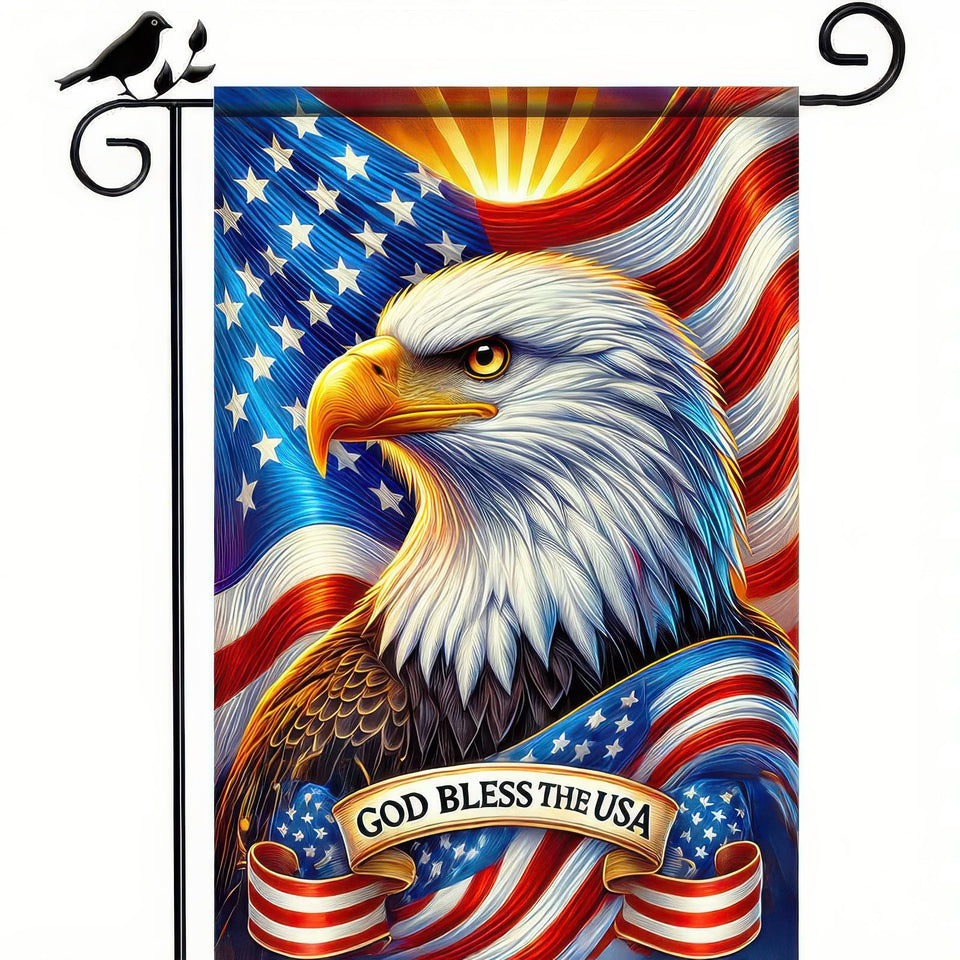 BlissYard God Bless America flag with majestic eagle for outdoor pride and long-lasting display.