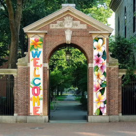 BlissYard Hawaiian flowers banner adds vibrant color to outdoor walls and entryways.
