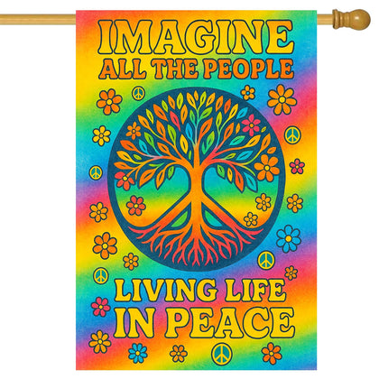 BlissYard Imagine Peace Tree of Life flag brightens outdoor spaces with vivid colors.