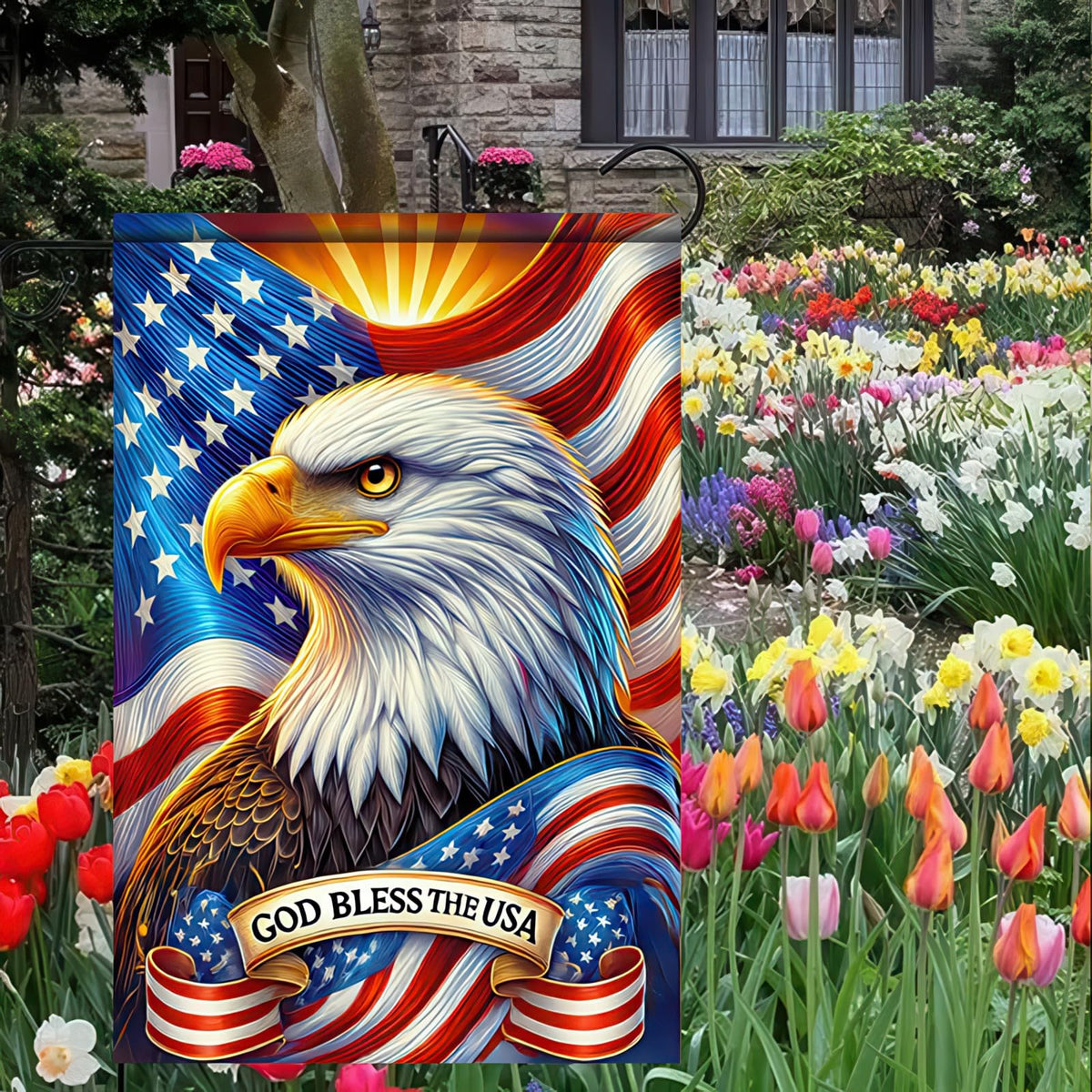 BlissYard outdoor flag withstands sun and weather with UV protection.