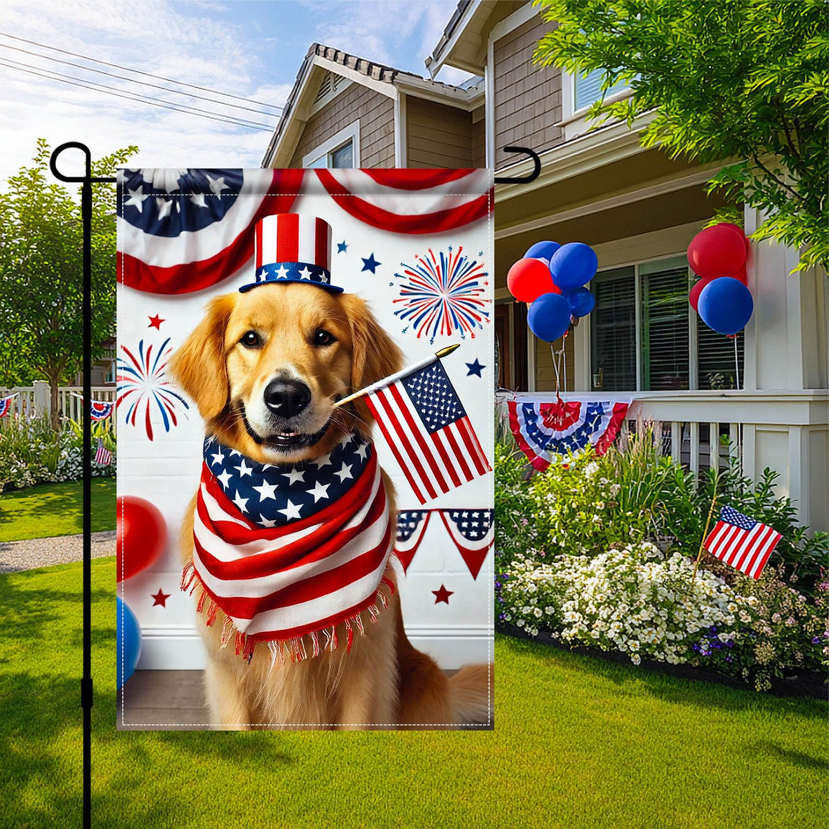 BlissYard patriotic dog scarf flag highlights seasonal celebrations with vivid colors.