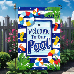 BlissYard poolside flag with flip-flops accent perfect for porch decor