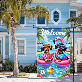 BlissYard poolside dog flag brightens patios and lawns