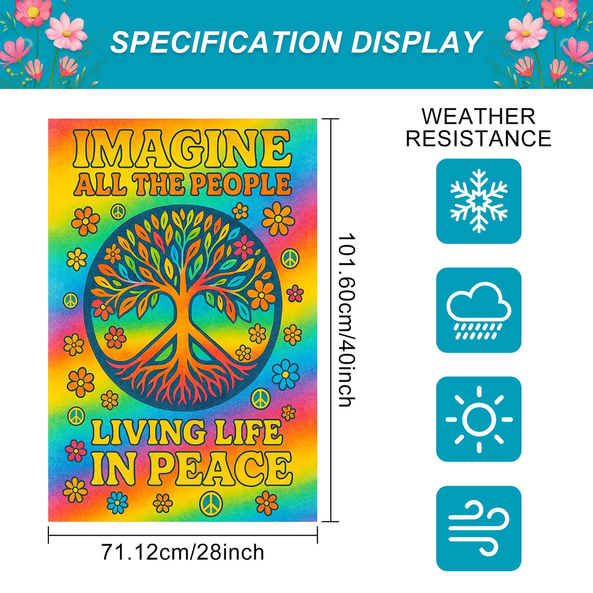 BlissYard rainbow boho flag brings vibrant energy to garden or patio.
