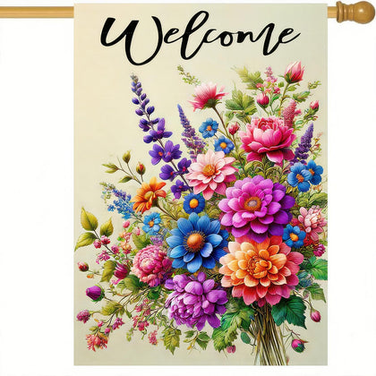 BlissYard Welcome Spring flag with double-sided colorful flowers for curb appeal.