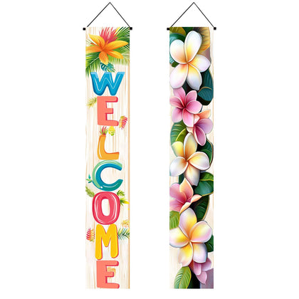 BlissYard Welcome Summer door banner featuring hibiscus flowers for tropical porch decor.