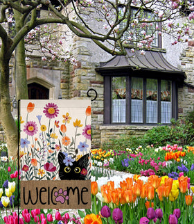 BLKWHT 12x18 garden flag designed for standard flag stands