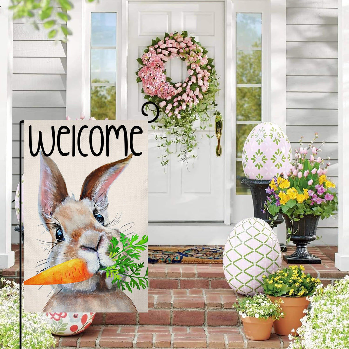 BLKWHT Gray bunny design flag ensures visibility from both sides.