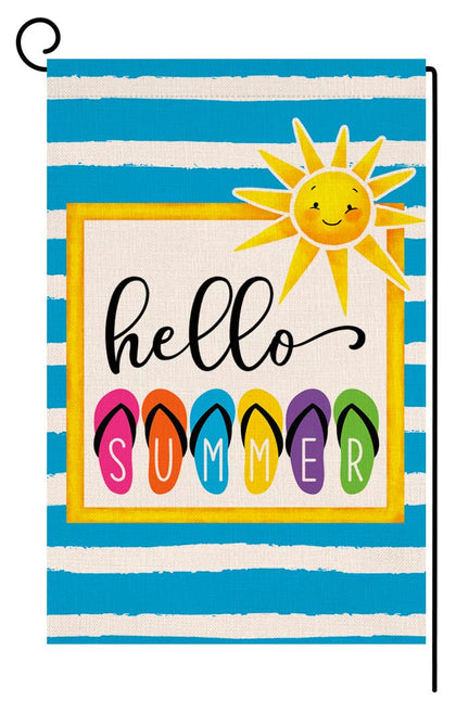 BLKWHT Hello Summer garden flag vertical 12x18 design for outdoor display