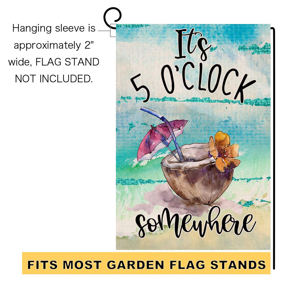 BLKWHT patio-deck flag elevates yard decor with tropical flair.