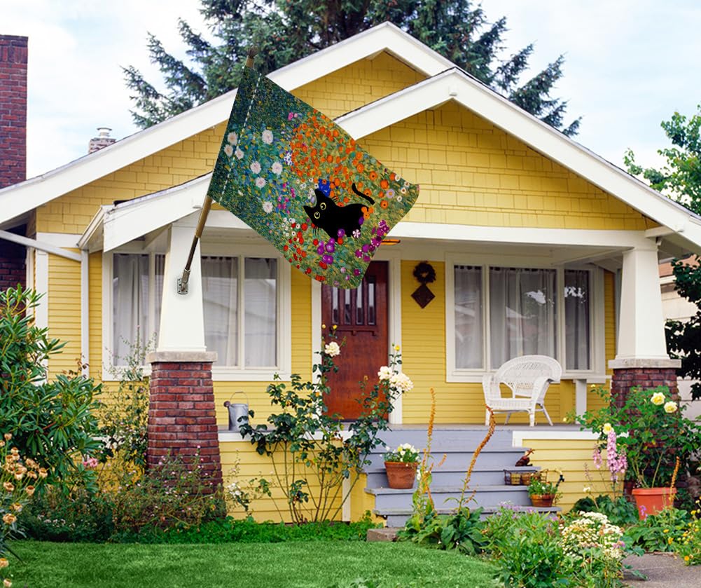 BLKWHT weather-resistant flag suitable for all seasons on porches or yards.