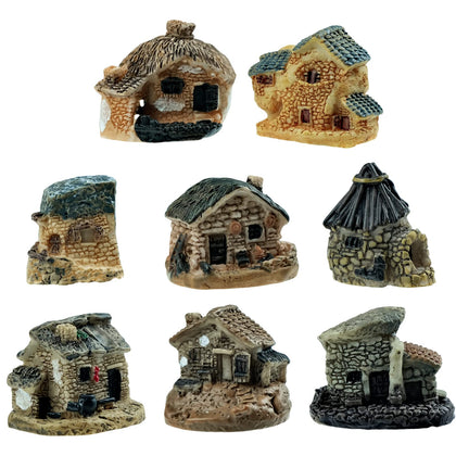 BLLREMIPSUR 8-pc mini house huts add detailed, durable decor to your fairy garden