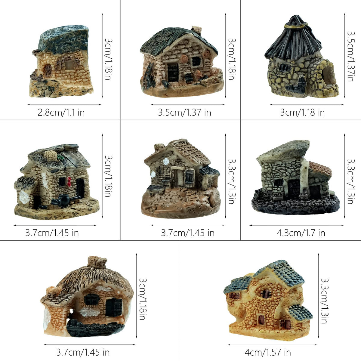 BLLREMIPSUR resin mini houses are waterproof and non-fading for outdoor displays