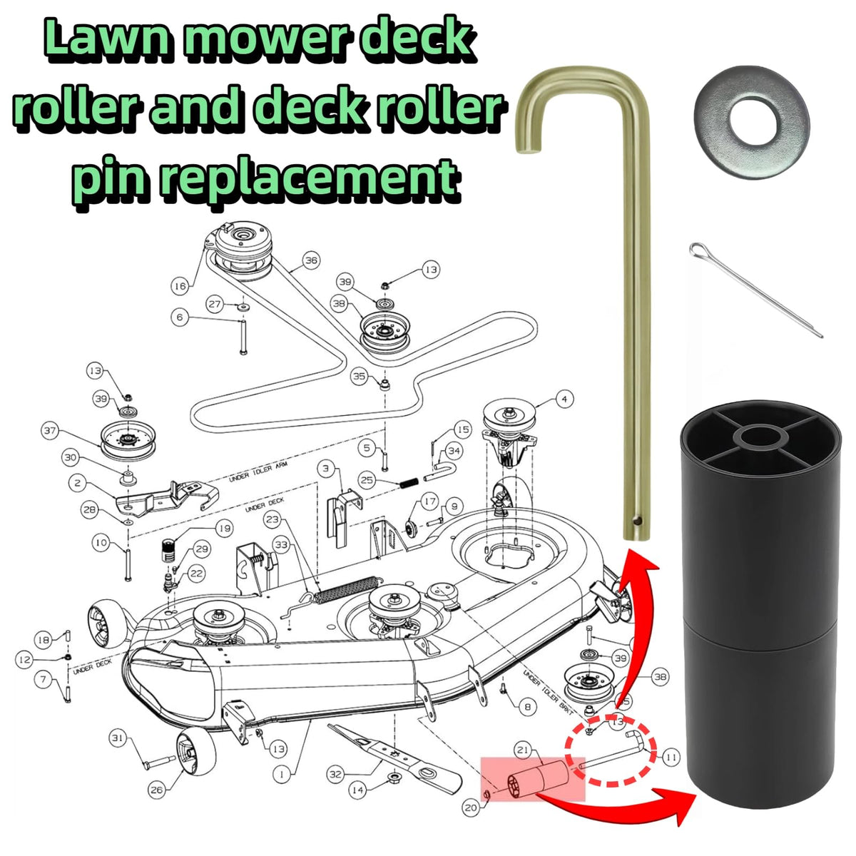 BLOLACDZ 731-05679 deck roller shown for reliable replacement