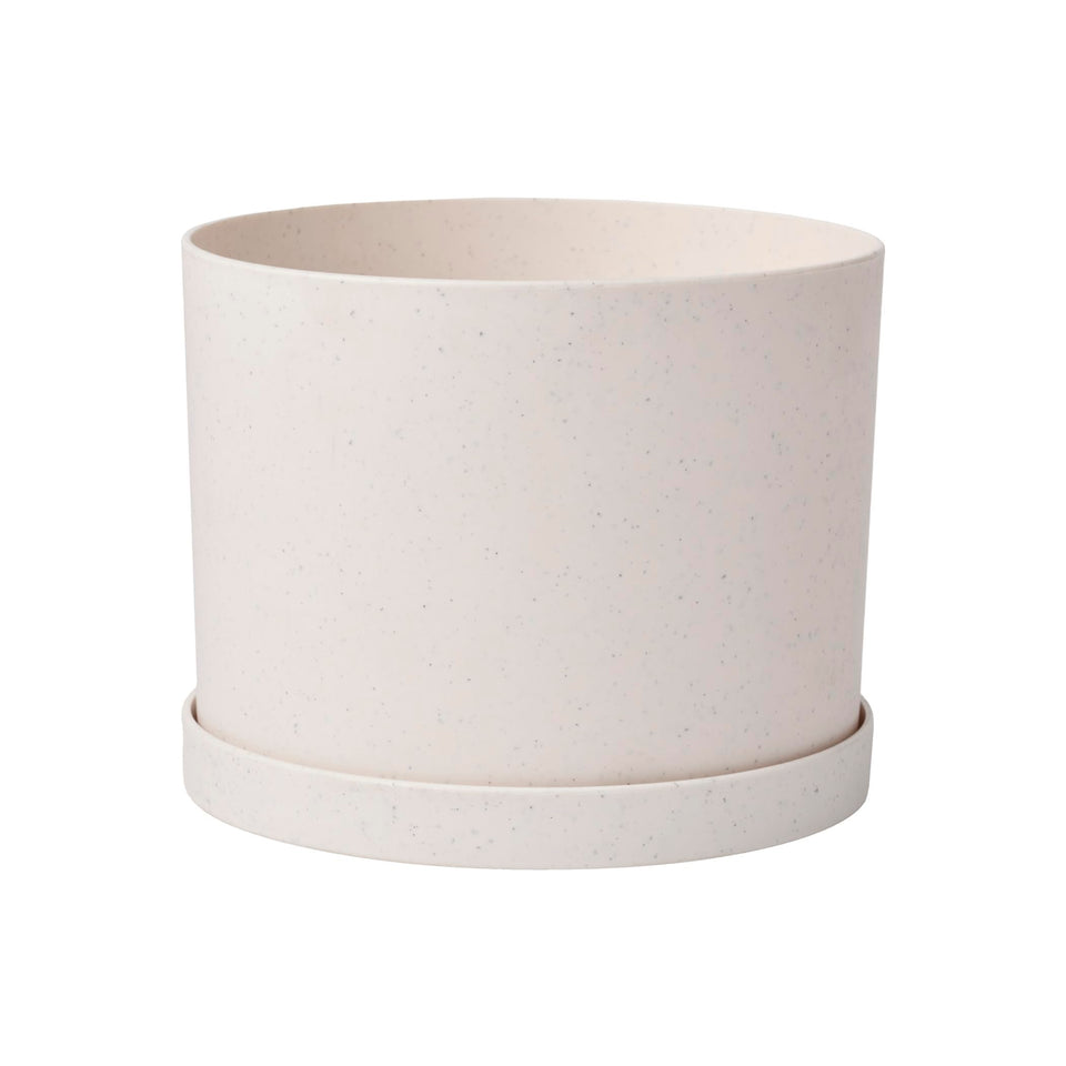Bloem Mathers 6-Inch Vanilla Bean Round Planter with sleek resin finish for chic indoor decor