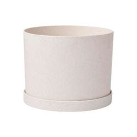 Bloem Mathers 8-Inch Vanilla Bean Round Planter top view with modern matte finish for indoor spaces.