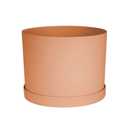 Bloem Mathers 8-inch planter front view with muted terra cotta matte finish for modern indoor decor.