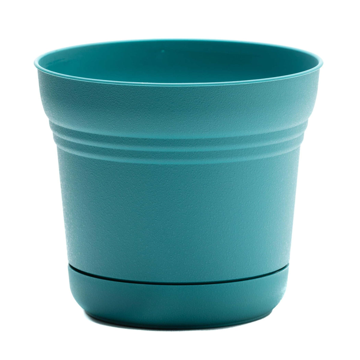 Bloem Saturn planter in Bermuda Teal, 7 inches, ready for indoor or outdoor display.