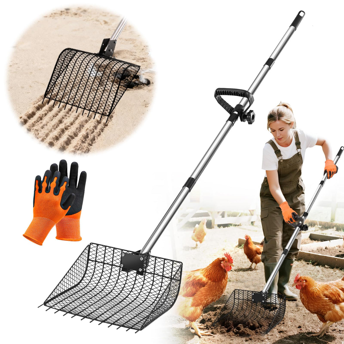 Bloksin 12-inch curved scoop head for quick coop cleanups and large-area waste collection.