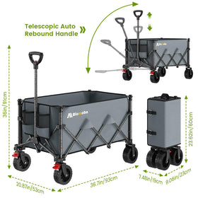 Blomoba wagon front wheels with brakes for secure loading/unloading