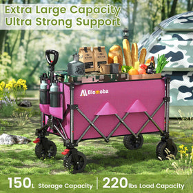 Blomoba auto-rebound handle stays up, reducing ground contact during transport.