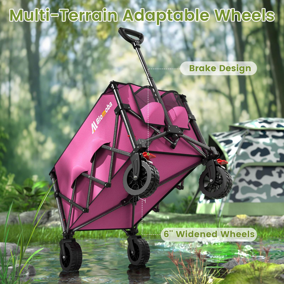Blomoba includes cup holders and a back pocket for essentials.