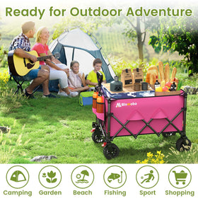 Blomoba pink wagon ready for garden, shopping, camping, and travel.