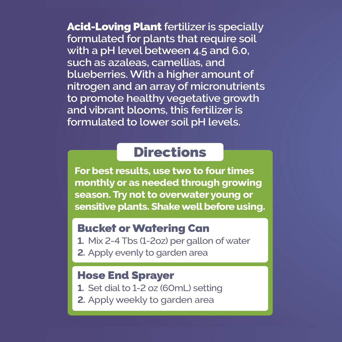 Bloom City acid-loving plant fertilizer garden application demonstrates container and bed use.