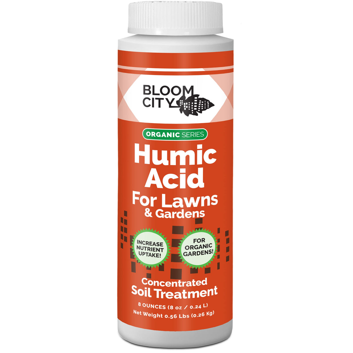 Bloom City Humic Acid bottle pour for easy lawn application and healthier roots.