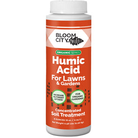 Bloom City Humic Acid bottle pour for easy lawn application and healthier roots.