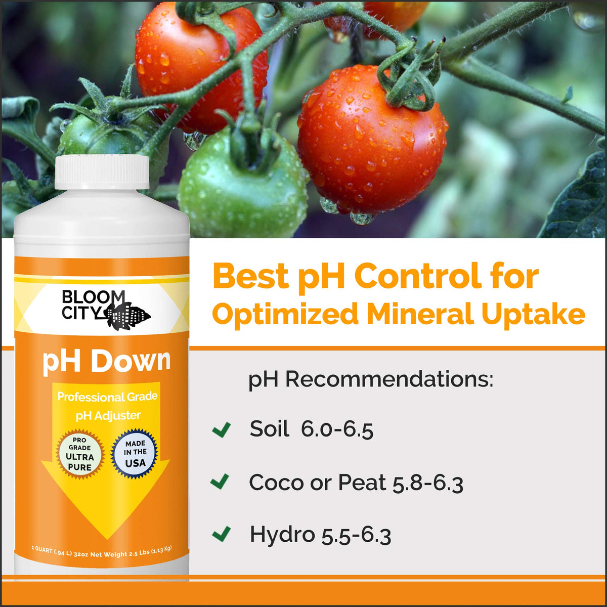 Bloom City pH Down bottle with label ready for garden calibration