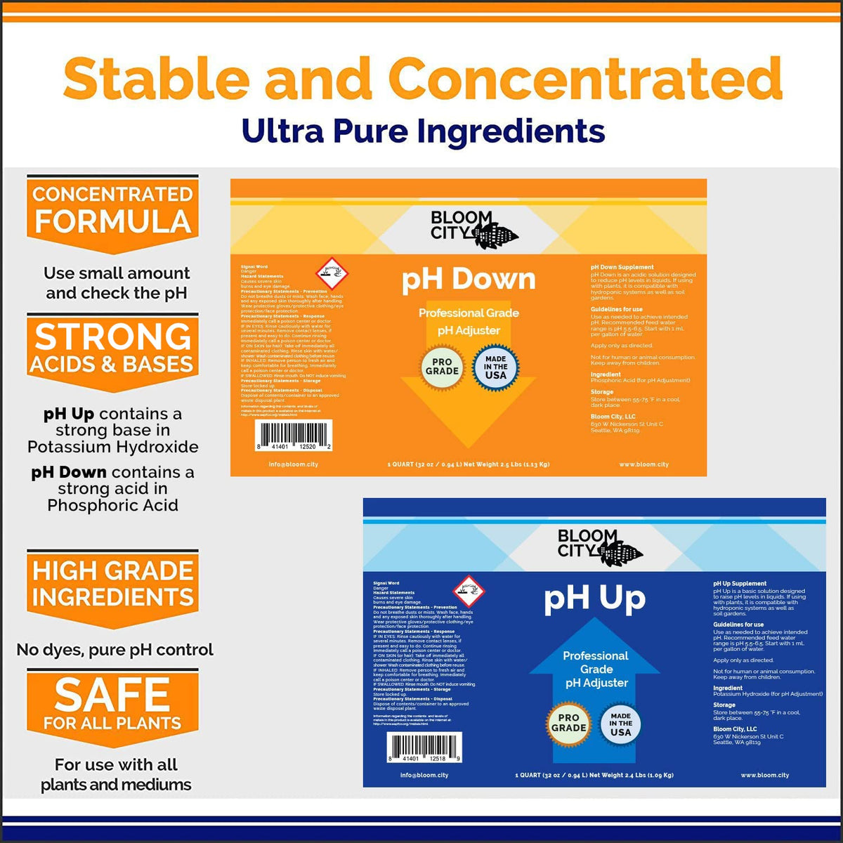 Bloom City ph down bottle pour supports controlled pH lowering for stable nutrient uptake.