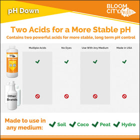 Bloom City pH Down used in hydroponics for stable growth conditions