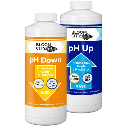 Bloom City pH Up Down Control Kit bottles for balanced nutrient solutions.