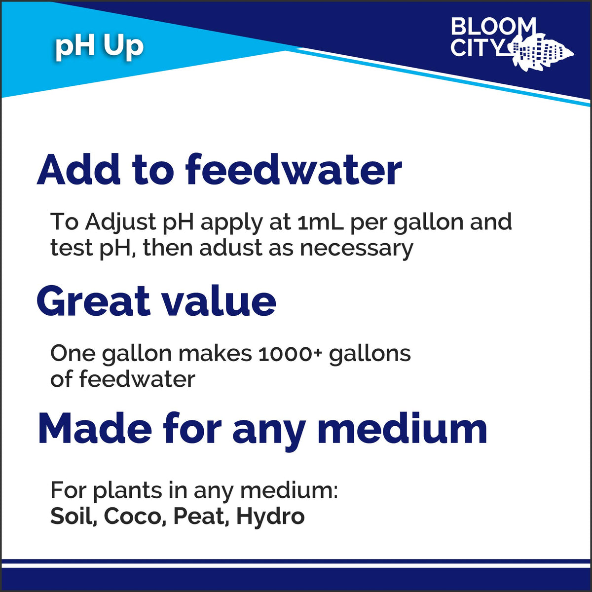 Bloom City pH Up in a hydroponics setup balancing nutrient solution and uptake.
