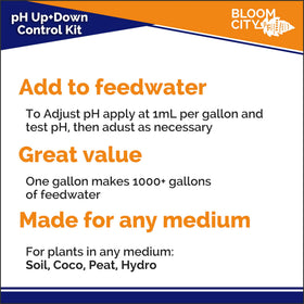 Bloom City reservoir with pH solution being added emphasizes precise adjustment during feeding.