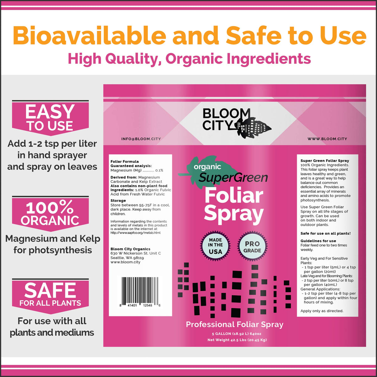 Bloom City Supergreen Kelp Spray on indoor plants supports healthy foliage