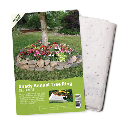 BloomingBulb seed mat for tree rings adds color in partial shade and attracts butterflies.