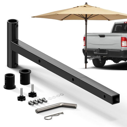 Blosail hitch-mount umbrella holder assembly secures shade on the go