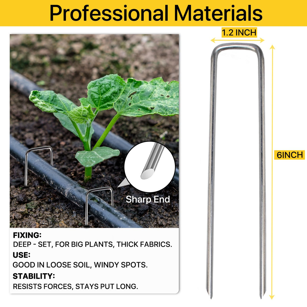 BLOSMIY galvanized steel stakes offer rust resistance for long-lasting outdoor setups.