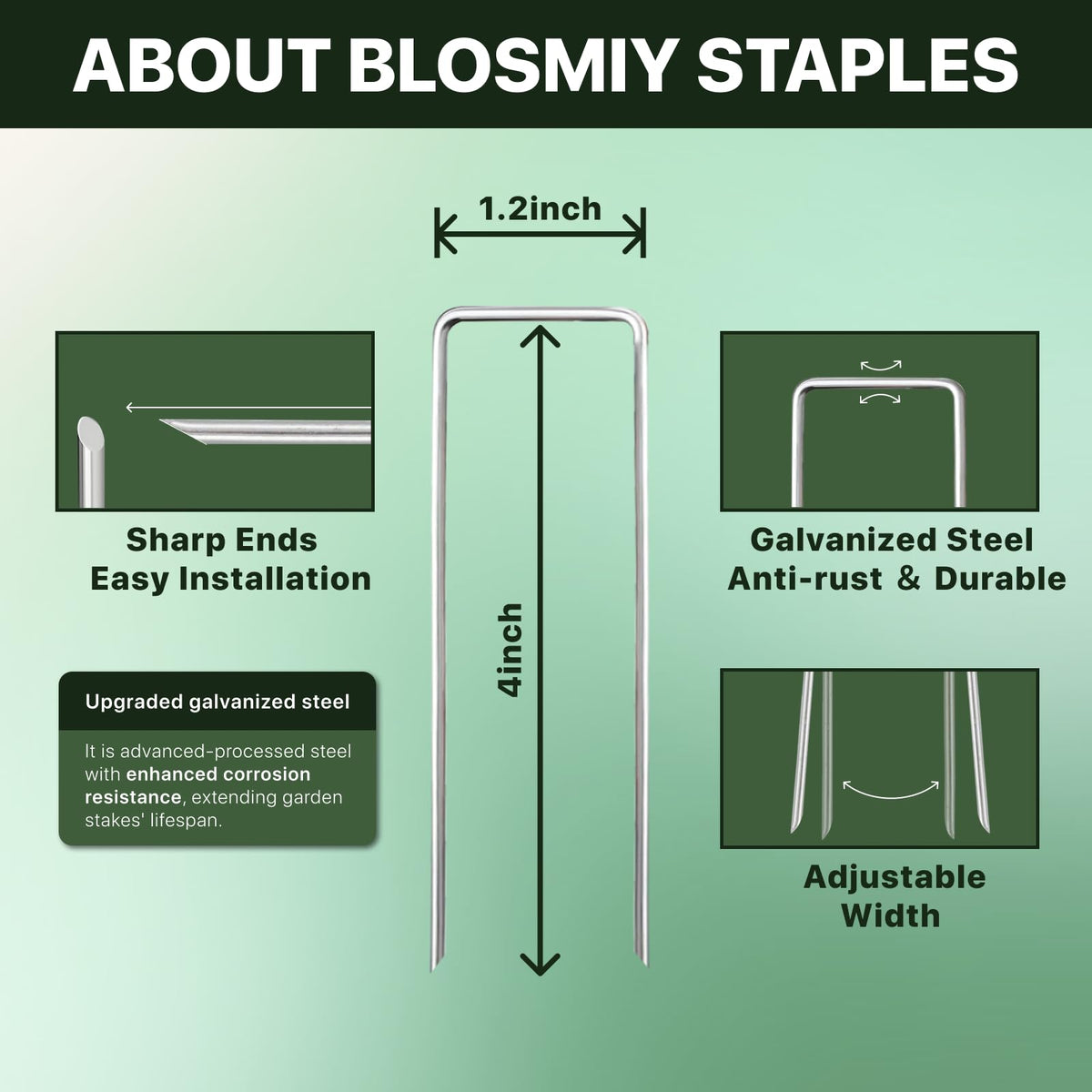 BLOSMIY sharp-tip stakes pierce soil easily for quick installations.